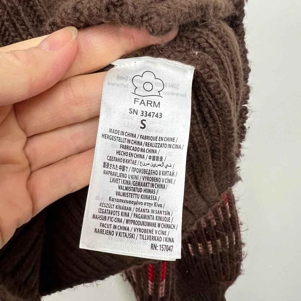 FARM Rio Striped Ribbed-knit Cardigan S - Picture 6 of 8